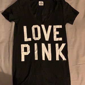 Pink Victoria’s Secret v-neck black shirt xsmall